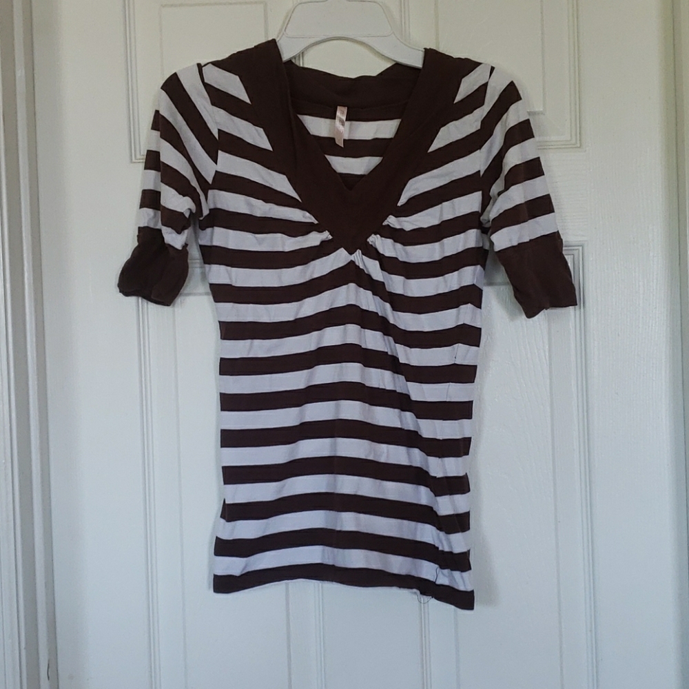 Brown & white striped shirt